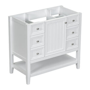 EPOWP 36 in. W x 18 in. D x 33 in. H Bath Vanity Cabinet without Top in White with Open Storage Shelf and 3 Drawers