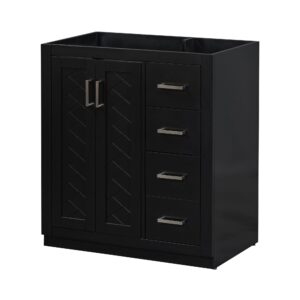 EPOWP 30 in. W x 18 in. D x 33 in. H Bath Vanity Cabinet without Top in Black with Door Storage Shelf and 3 Drawers