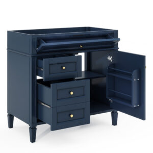 EPOWP 36 in. W x 18 in. D x 33 in. H Bath Vanity Cabinet without Top in Blue with 2 Drawers and a Tip-out Drawer
