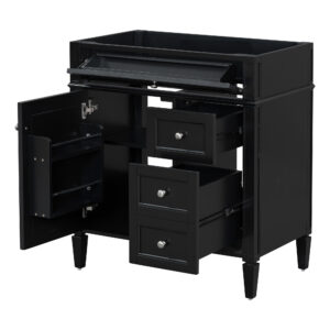 EPOWP 29.3 in. W x 18 in. D x 33 in. H Bath Vanity Cabinet without Top in Black with with 2 Drawers and a Tip-out Drawer