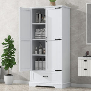EPOWP 31 in. W x 16 in. D x 69 in. H Freestanding Storage Linen Cabinet with Adjustable Shelves and Drawer in White
