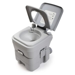 5 Gallon Portable Toilet, Flush Potty, Travel Camping Outdoor-cold gray