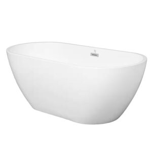 67 in. Acrylic Freestanding Flatbottom Non-Whirlpool Soaking Bathtub in White