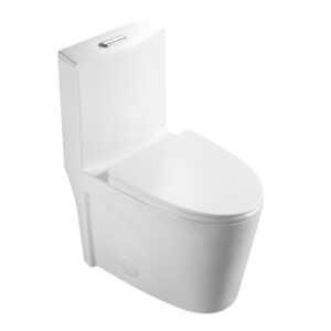 Dual Flush Elongated Standard One Piece Toilet with Comfortable Seat Height, Soft Close Seat Cover, High-Efficiency Supply, White Toilet