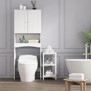 Home Bathroom Shelf Over-The-Toilet, Bathroom SpaceSaver, Bathroom Storage Cabinet Organizer,White