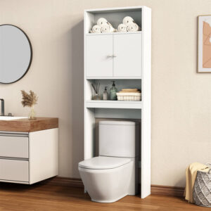 Home Bathroom Shelf Over-The-Toilet, Bathroom SpaceSaver, Bathroom, Tollilet storage cabinet,WHITE,MDF BOARD